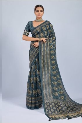 Chiffon Green Saree in Printed SR29984