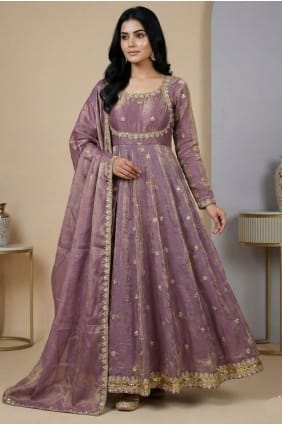 Silk Sequins Lavender Salwar Kameez with Dupatta AS4253