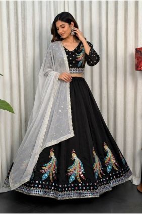 Silk Black Lehenga Choli in Sequins LC9135