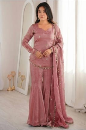 Pink Sharara Suit in Sequins Silk SS1329