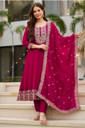 Pink Embroidered Silk Anarkali Suit AS4157