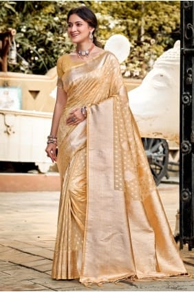 Weaving Silk Beige Saree with Blouse SR29416