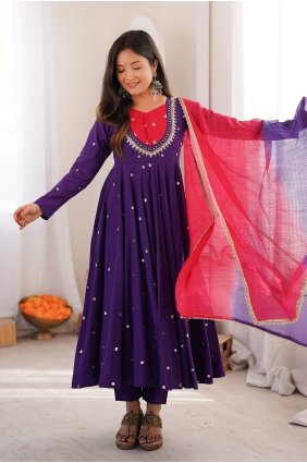 Pink Embroidered Silk Patiala Suit AS4366