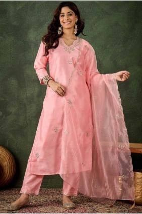Pink Embroidered Silk Salwar Kameez SK155686