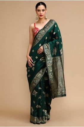 Weaving Silk Saree in Green with Blouse SR28733