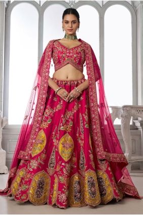 Silk Hand Pink Lehenga Choli with Dupatta LC9096