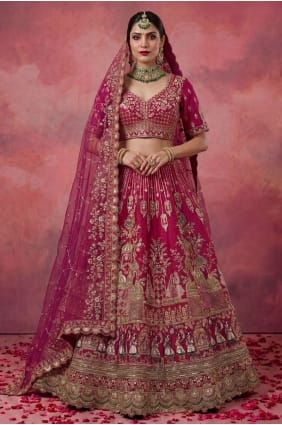 Pink Lehenga Choli with Thread Silk LC9004