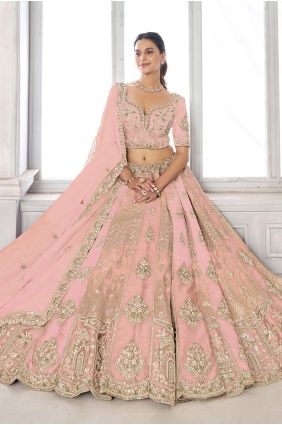 Pink Hand Lehenga Choli in Silk LC9108