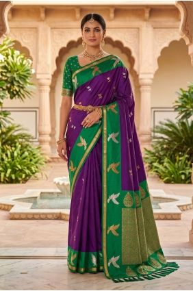 Silk Embroidered Magenta Saree with Blouse SR30203