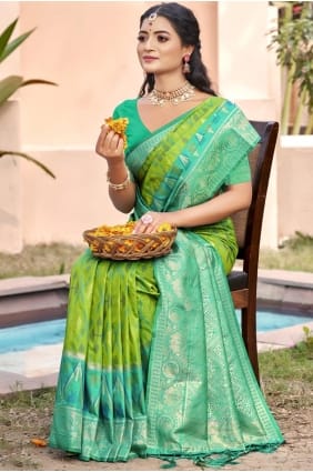 Olive Weaving Silk Saree SR29543
