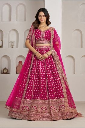 Pink Hand Silk Lehenga Choli LC9100