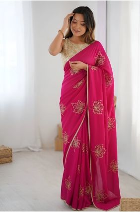 Pink Silk Saree with Embroidered SR30220