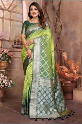 Silk Pista  Saree in Weaving SR28258