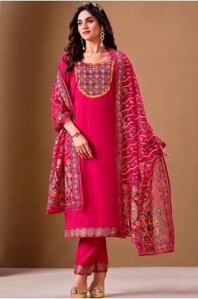 Pink Salwar Kameez in Embroidered Silk SK155800