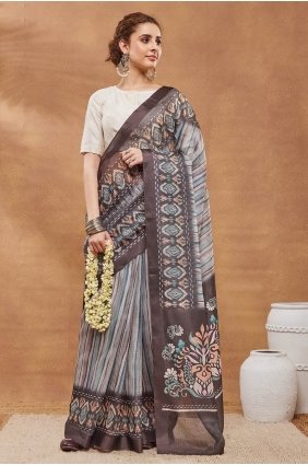 Multicolor Silk Saree with Printed SR30244
