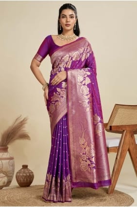 Weaving Saree in Purple Silk SR29149