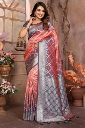 Silk Saree with Weaving in Orange  SR28255
