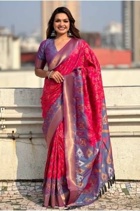 Silk Saree with Weaving in Pink SR28014