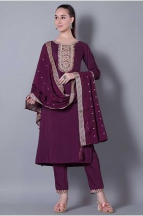 Purple Weaving Silk Salwar Kameez SK155745