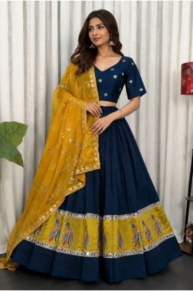 Navy blue Thread Silk Lehenga Choli LC9140