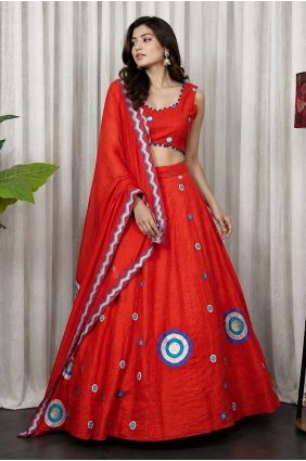 Rust Thread Silk Lehenga Choli LC9150