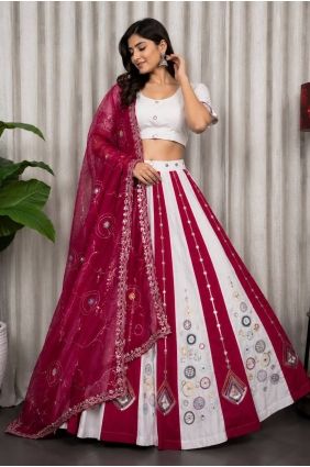 White Thread Silk Lehenga Choli LC9137