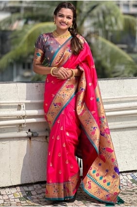 Pink Saree with Weaving Silk SR29391