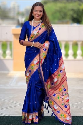 Silk Weaving Royal blue Saree with Blouse SR29133