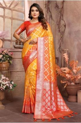 Silk Weaving Yellow Saree with Blouse SR28254