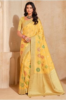 Silk Yellow Saree in Weaving SR28391