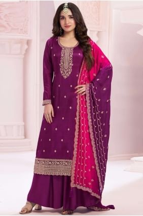 Silk Teal blue Eid Palazzo Suit with Dupatta PZ4101