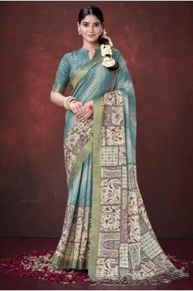 Sky blue Silk Saree with Printed SR29030