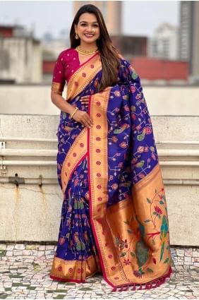 Soft Saree in Blue with Weaving SR28285