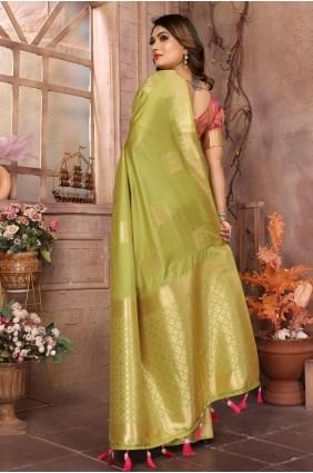 Soft net Saree in Green with Weaving SR28264