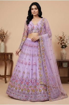Lavender Lehenga Choli in Soft net with Thread LC8969