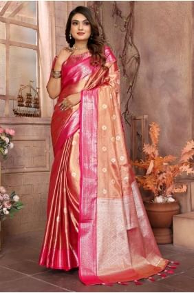 Soft Saree with Weaving in Orange  SR28295