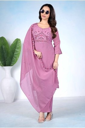 Cotton Cotton Straight Pant Suit with Embroidered SK159195