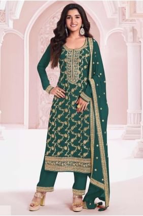 Straight Pant Suit in Rama  Jacquard with Embroidered SK155546
