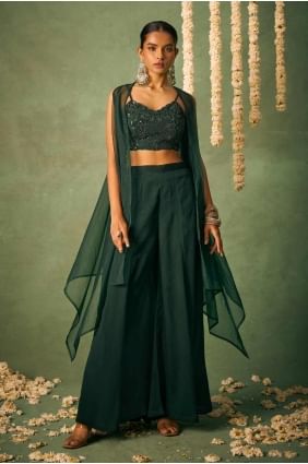 Chiffon Straight Pant Suit with Printed in Green SK155238