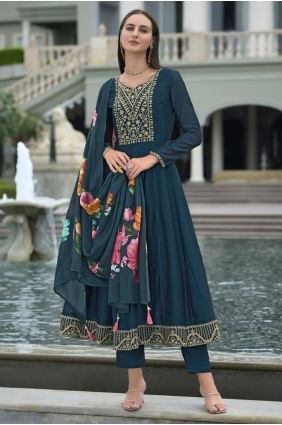 Silk Anarkali Suit with Embroidered AS4126