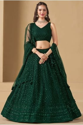 Green Lehenga Choli in Georgette with Thread LC8903