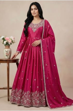 Thread Silk Pink Salwar Kameez with Dupatta AS4255