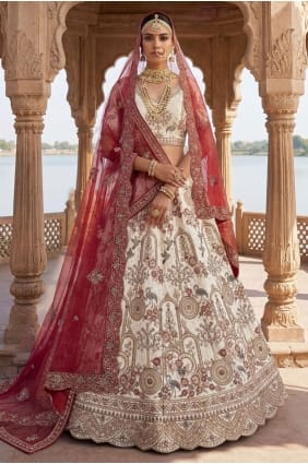 Silk Off white Lehenga Choli in Thread LC9013