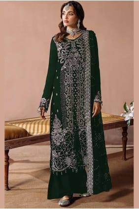 Velvet Eid Palazzo Suit in Black with Zari PZ4292