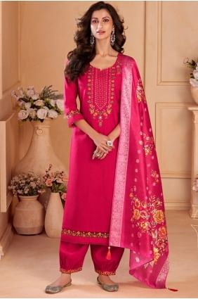 Pink Salwar Kameez with Embroidered Viscose SK155785