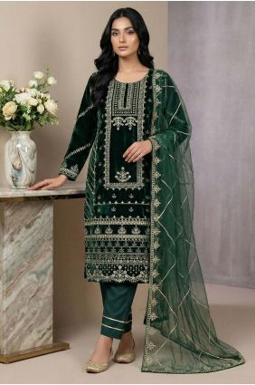 Green Embroidered Salwar Kameez in Viscose SK15648