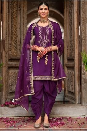 Embroidered Viscose purple Salwar Kameez with Dupatta SK155792