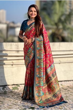 Viscose Pink Saree in Printed SR29384