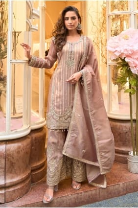 Sharara Suit in Mauve Viscose with Sequins SS1323