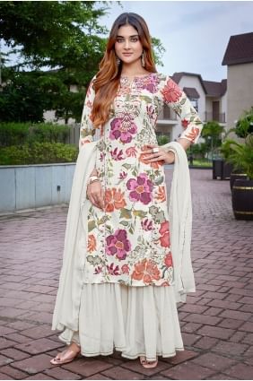 Viscose Straight Pant Suit with Embroidered SK155520
